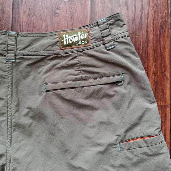 Howler Brothers Shorts‎ 35 Olive Nylon Quick Dry “Heed The Call” Hiking Fishing - Picture 16 of 16